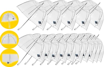 14 stuks Paraplu transparant plastic paraplu's 75 cm - doorzichtige paraplu - trouwparaplu - bruidsparaplu - stijlvol - bruiloft - trouwen - fashionable - trouwparaplu
