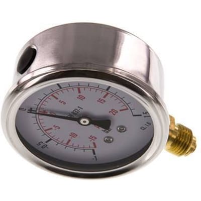 -1..1.5 Bar Glycerine Manometer Onderaansluiting RVS/Messing 63 mm Klasse 1.6 - ML-11P563SVG
