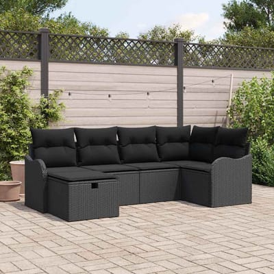 vidaXL - Tuinbank - Set - 6 - st - 6-Aantal - zitplaatsen - Zwart - poly - rattan