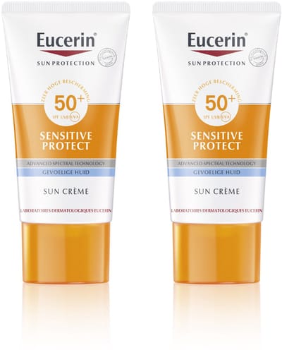 Eucerin Sun Sensitive Protect Crème Zonnebrand Gezicht - SPF 50+ - Zonbescherming - 50 ml - Voordeelverpakking - Bundel van 2