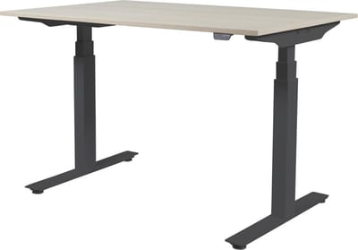 Zit Sta Bureau - Plus Elektrisch 140x80  eik -zwart frame