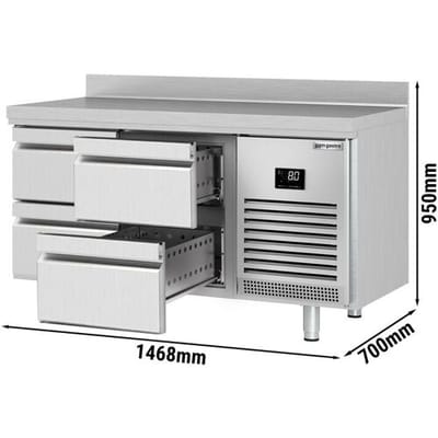GGM Gastro Kühltisch Premium PLUS - 1468x700mm - 4 Schubladen - Aufkantung