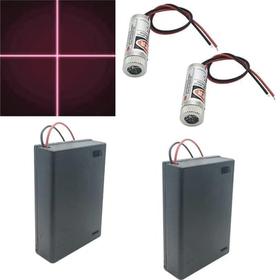 Focusbare Rode Kruislaser Module 650nm - 2 Stuks met AA Batterijhouders