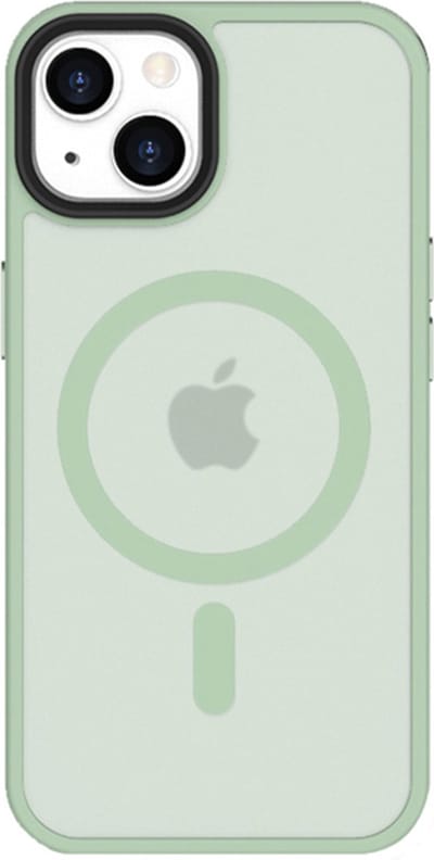 iDenn hoesje voor iPhone 14 Mat Transparant Mint Groen geschikt voor MagSafe