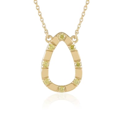 Cavill - 0,108 ct Gele Afrikaanse Diamant Hangerketting - Rondgeslepen - 925 Sterling Zilver - 18K Goud Verguld - Elegante Druppel - Ketting 45 cm