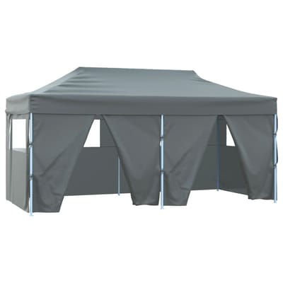 vidaXL - Partytent - met - 4 - zijwanden - inklapbaar - 3x6 - m - staal - antraciet