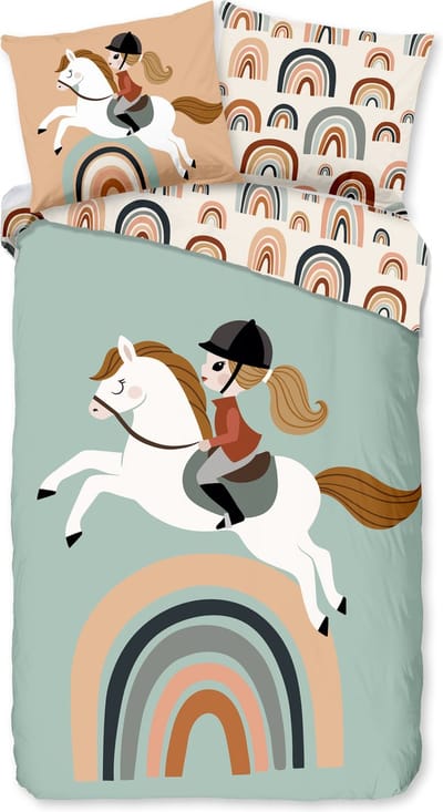 Good Morning dekbedovertrek paard en regenboog - 1 persoons 140x200/220 cm - Multi - 100% Katoen renforc�