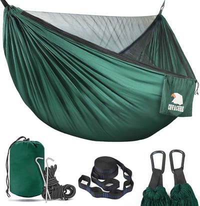 Outdoor Hangmat met Muskietennet Ultralight Ademend Sneldrogend Parachute Nylon Camping Hangmat voor Trekking Reizen Strand Tuin - 350 KG capaciteit hangmat