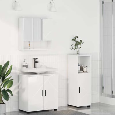vidaXL - Badkamermeubel - Set - 3 - st - Hoogglans - wit - 61 - x - 35 - x - 64 - cm
