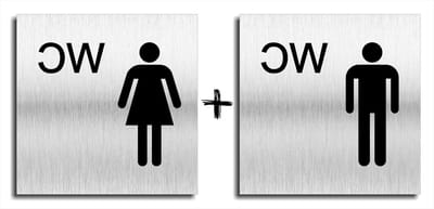 Deurbordjes Toilet - WC Borden - Aanwijzen Toiletten - Aluminium Composiet - 12x12cm - Zilver