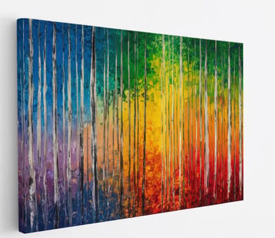 Saammp Canvas Schilderij - Kleurrijk - Abstract bos - Landschap - Natuur - 45x30 - Foto op canvas - Wanddecoratie - Muurdecoratie Woonkamer - Slaapkamer decoratie - Canvas Print