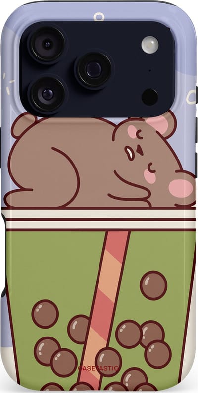 Casetastic hoesje geschikt voor Apple iPhone 17 Pro - MagSafe - Dubbellaagse bescherming - Bubbelthee Droom - Fashion Case - Taupe Zilver Lila