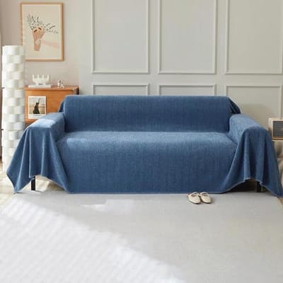 Effen Kleur Bankovertrek met Franjes - Multifunctionele Chenille Deken 230x230 cm