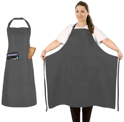 Grijs Groot formaat schort-polyester-slijtvast-keukenschort-restaurant-huisgebruik-schilder-tuinman-keramiek werkschort