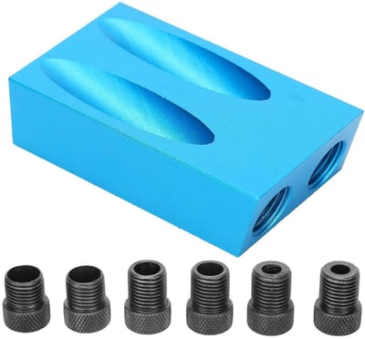 Set van 7 Houtbewerking Gatenboor Jig met 15° Hoek Boor en Schuin Locatiehulpmiddel voor Precisie Gaten