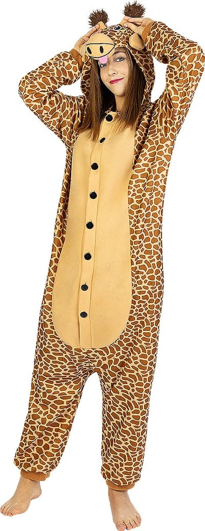 FUNIDELIA Onesie giraffe kostuum voor vrouwen en mannen - Maat: S-M