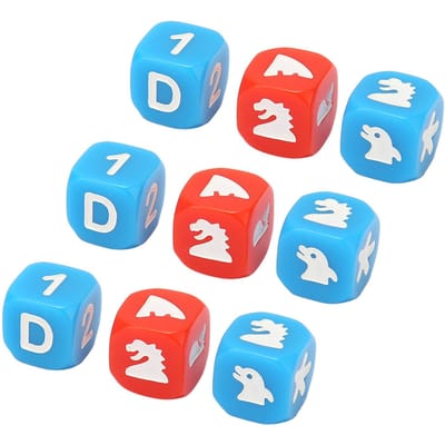 9 PCS Dés à 6 Faces Dessin Animé Imperméable Léger Dés Amusants pour Jeux Interactifs Divertissement Éducatif blue