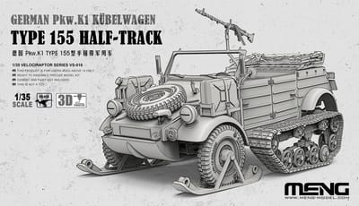 Meng Model Modelbouwpakket Auto - MENG VS018 Duitse Pkw.K1 Volkswagen Kübelwagen Type 155 Half-Track - Halfrupsvoertuig Plastic - 1:35 - Modelbouw