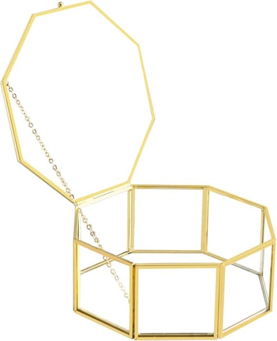 Vintage Glas Sieradendoos Met Deksel - Geometrische Display Organizer