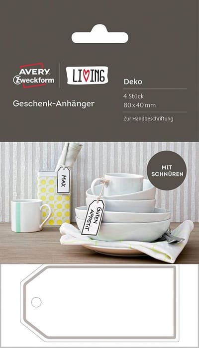LIVING 4x Cadeaulabels 80x40mm Wit