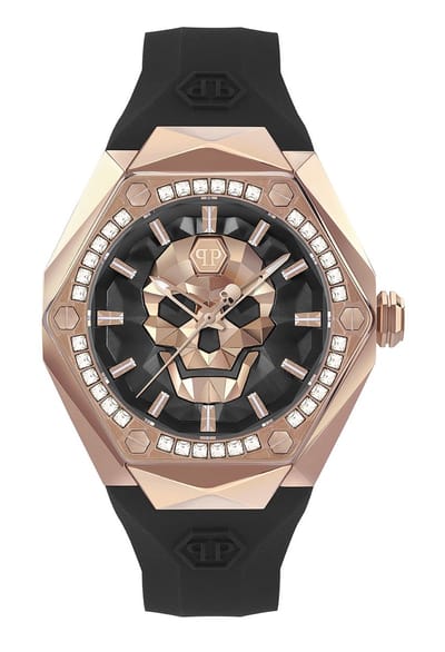 Philipp Plein The $Kull Spikes PWPWA0424 Horloge - Siliconen - Zwart - Ø 45 mm