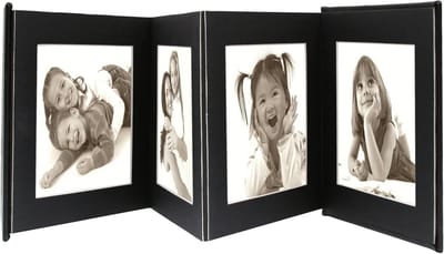 Leporello Fotoalbum - Uitslaand Album Fotoboek - Foto's Presenteren - Met Passe-partouts - 235 x 175 mm - Zwart