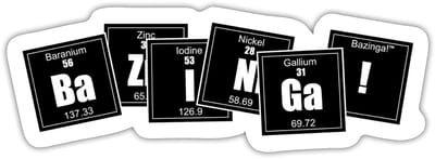 The Big Bang Theory Bazinga Chemische Elementen Sticker maat S (10 x 10 cm)