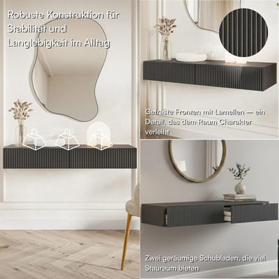 Stijlvolle Make-uptafel met 2 Laden - 110 cm - Zwart