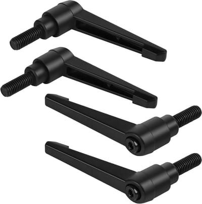 Set van 4 verstelbare klemhefbomen van koolstofstaal, M10-25 mm, externe draadklemhandgrepen voor machines, zwart, 25 mm