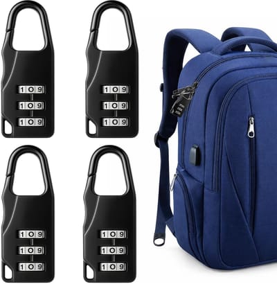Dailygoods- Kofferslot set van 4 - 3-cijferig Cijferslot - Mini-hangslot - Diefstalbeveiliging - Zwarte Koffersloten - Robuuste Zinklegering