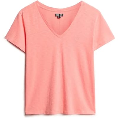Superdry - Ruimvallend geborduurd T-shirt met V-hals - Dames - T-shirts