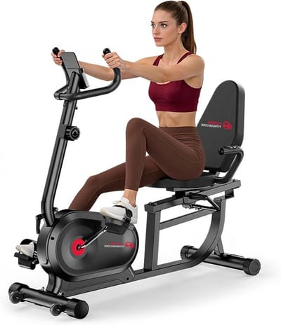 Hometrainer met Rugleuning - Lighometrainer Ergometer - Cardio Training - 16 Weerstandsniveaus - 150 kg Belastbaarheid - Zwart