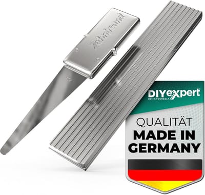 Metalen tandenstoker met echt zilveren blad - 4 cm incl. handvat - 5,5 cm totale lengte - incl. beschermhoes - 1 stuk