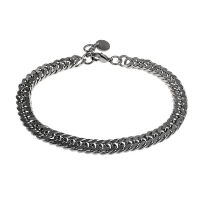 Gourmet Schakel Armband, Roestvrij Staal, Breedte 6mm, Verstelbaar 17-19 cm – Unisex