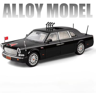 1:24 Voitures Modèles Jouets Hongqi L5 E-Hs9 Moulées Sous Pression Voitures de Parade du 70e Anniversaire Son Lumière Tirer en Arrière Ornements Tendance Pour Cadeaux d'Amis