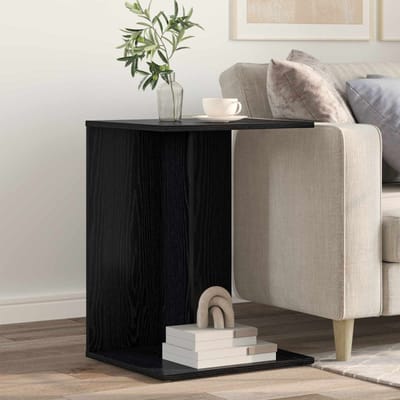vidaXL - Bijzettafel - Zwart - Eiken - 45 - x - 40 - x - 62,5 - cm - Bewerkt - hout