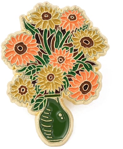 Pin zonnebloem, bloemen, hippie, flowerpower, broche, emaille pin, kledingspeld