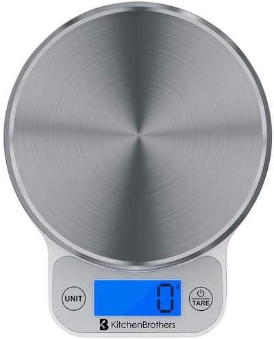 KitchenBrothers Keukenweegschaal - Weegschaal Keuken Digitaal - 1 g tot 6 kg - Tarra Functie - RVS/Zilver
