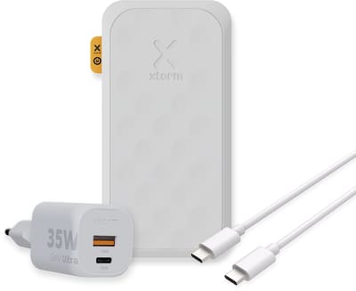 Xtorm Fuel Series 5 35W Powerbank bundel - Powerbank 20.000 mah + Xtorm 35W lader + USB-C naar USB-C Kabel - Wit - Noodpakket
