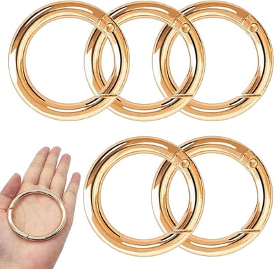 Set van 5 Grote Ronde Carabiner Haken van 60mm voor Sleutelhangers, Handtassen en Handwerk (Goud)