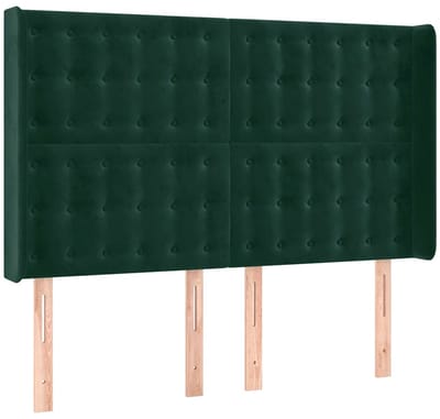 vidaXL - Hoofdbord - met - randen - 147x16x118/128 - cm - fluweel - donkergroen