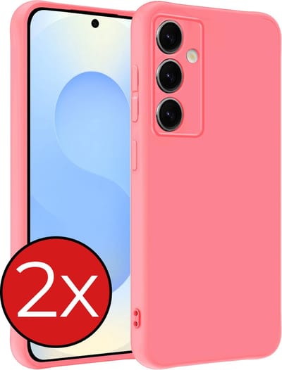 Hoesje - 2 Stuks - Geschikt voor Samsung Galaxy S25 - Sterk & Shockproof - Telefoonhoes - Back Cover - Case Siliconen - Telefoon Hoes - Licht Roze
