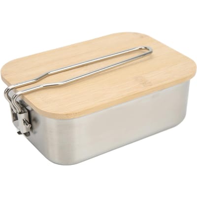 Lunchbox 0.9L Inhoud Roestvrij Staal Bamboe Deksel Multifunctioneel voor Buiten beige