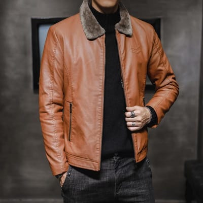 Nouvelle Veste en Cuir pour Homme Veste en Cuir pour Homme Revers Vêtements pour Hommes d'Âge Moyen et Âgé 4XL brown