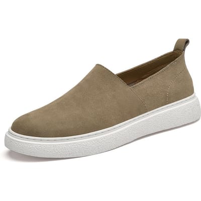 Suède Heren Casual Sneakers Ademende Enkellaagse Leren Casual Veelzijdige Instappers Herenschoenen 45 white
