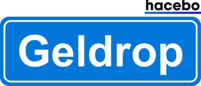 Hacebo - Plaatsnaam Sticker - 29x10 CM - Geldrop sticker - Verkeersborden sticker - grappige cadeaus - Geldrop