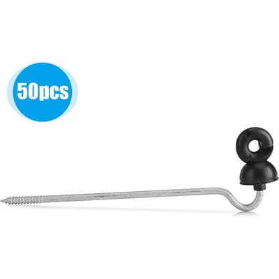 50 Pièces Isolateur à Anneau à Visser pour Poteau Bois Black Field Guardian noir