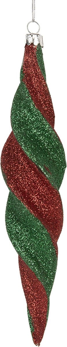 Clayre & Eef Kerstbal Overig Ø 5x22 cm Rood Groen Glas Kerstballen