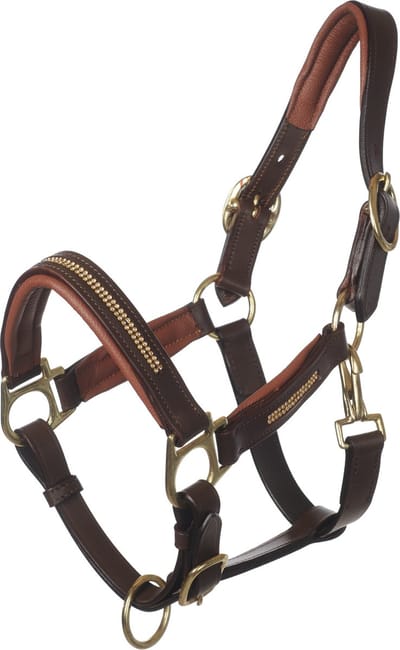 MHS Leren Halster Bling Mini Jaarling Bruin / Goud