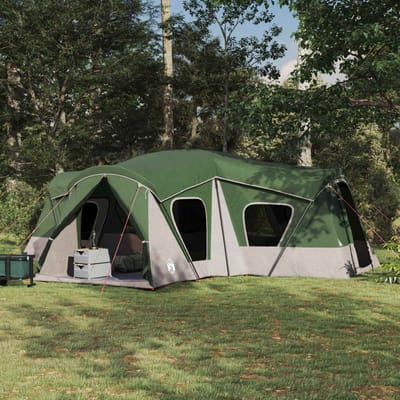 vidaXL - Familietent - 14-persoons - Groen - 185T - Polyester - met - PU - Coating
